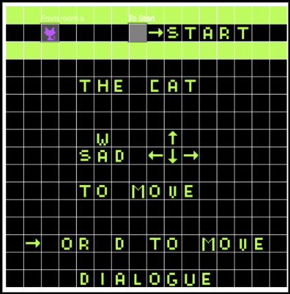 Original pixel-art instruction screen showing directional controls and dialogue instructions.
